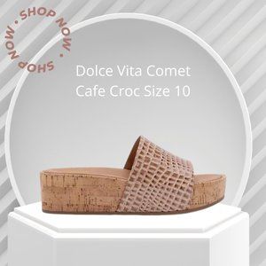 NWOT Dolce Vita Comet Platform Sandals Cafe Croc Patent Leather Cork Wedge 10